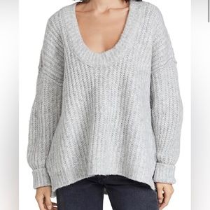 Free People Blue Bell Chunky Oversized Gray Sweater